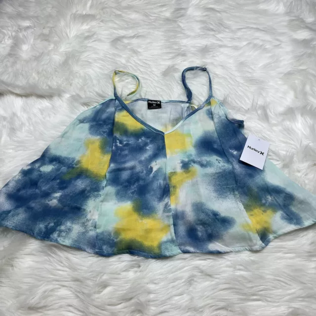 NEW Hurley Natural Tie Dye V-Neck Adjustable Straps Tank Top Women's Medium