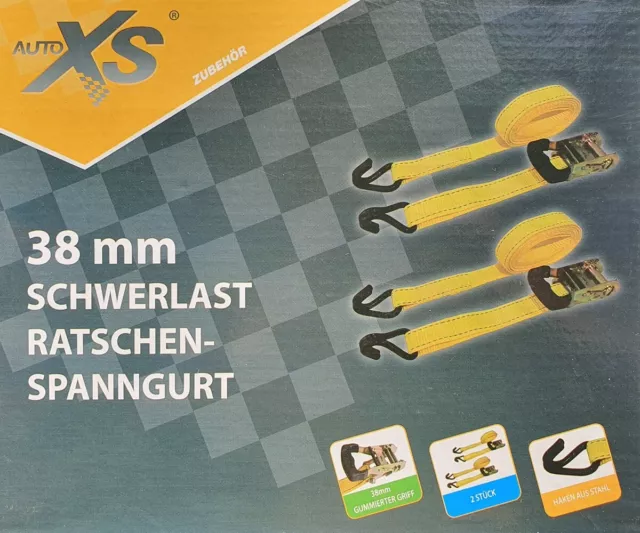 AutoXS Schwerlast Ratschen Spanngurt 38 mm x 4 m 2er Pack