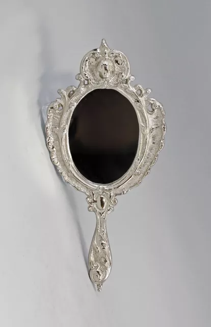 9977205 Silber-Farbener Hand-Spiegel Níquel Estilo Barroco Nuevo L30cm