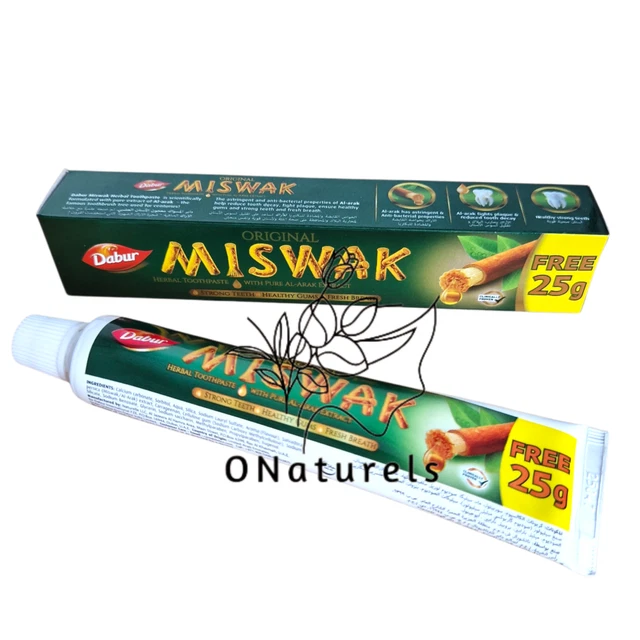 Dentifrice Dabur Miswak - Blanchiment Naturel - 4 Tubes De 75g - Sans Alcool - Expiration 2028
