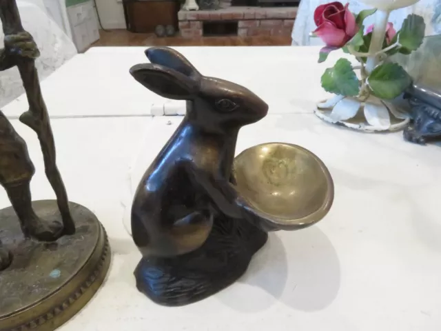 2 Antique Brass Hiking Rabbit Super Detailed French or German 2 Rabbits 3