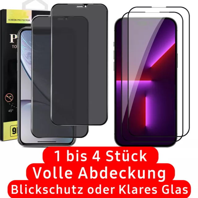 Panzerfolie Glas Blickschutz Displayschutz FÜR iPhone 14 13 12 11 XS XR Pro Max