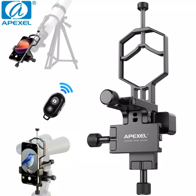 APEXEL 3Axis Telescope Phone Adapter CNC HighPrecision Photo Adapter with Remote