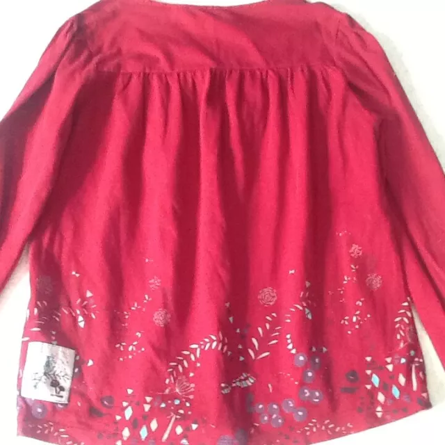 GIRLS-FATFACE-8 /9yrs-PULL OVER TOP =3 x BUTTON NECK-DEEP PINK-COTTON-FLORAL-VGC