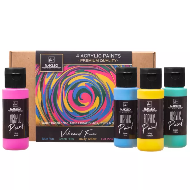 Juego de pinturas acrílicas para plantillas - 4x60ml 2oz - VIBRANT FUN - DIY