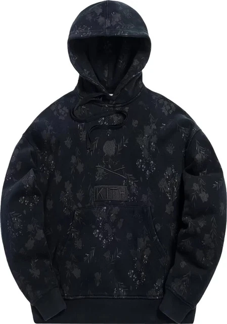 Kith X Mastermind KH2255 Floral Hoodie Black Fleece Pullover Medium *NEW*