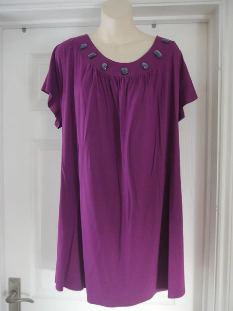 Nuova camicetta viola top da donna taglia 20 Rogers + Rogers perline festa sera classica