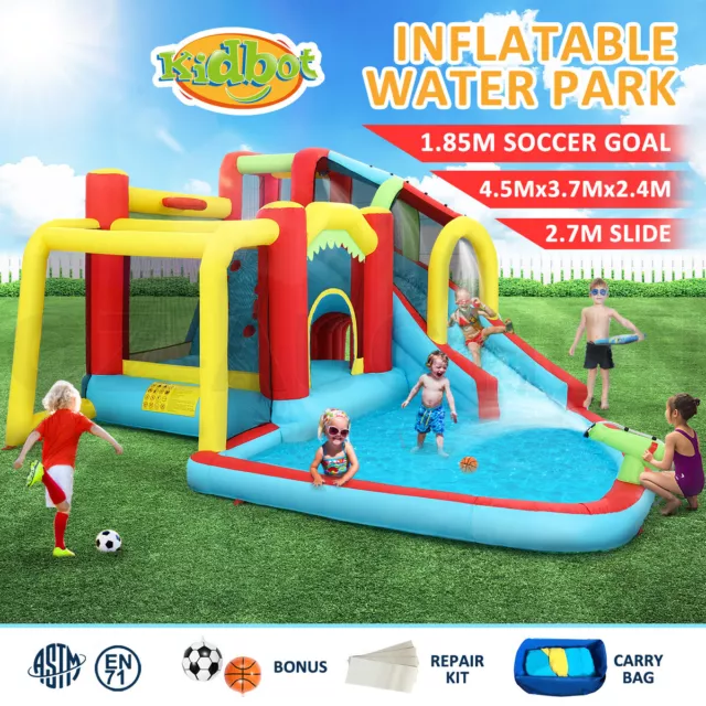 Inflatable Water Park Water Slide Jumping Castle Bouncer w/Cannon Outdoor Toy