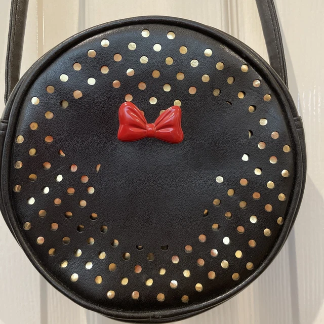 Disney Couture Minnie Mouse Cross Body Messenger Bag Purse Mickey Black Red Bow