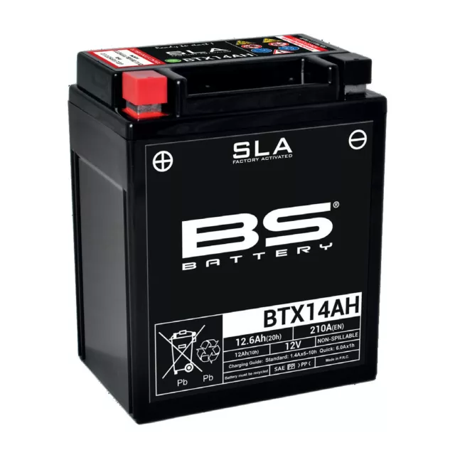 BATTERIA BS BATTERY SLA BTX14AH YTX14AH-BS POLARIS 330 Magnum 2X4 2003-2005