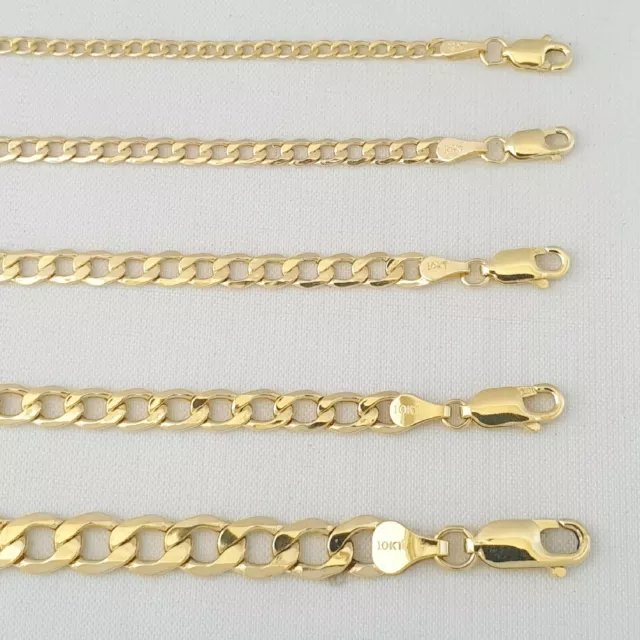 HOLLOW 10K Yellow Gold Men's Women 2.5mm-7.0mm Cuban Curb Link Chain Necklaces