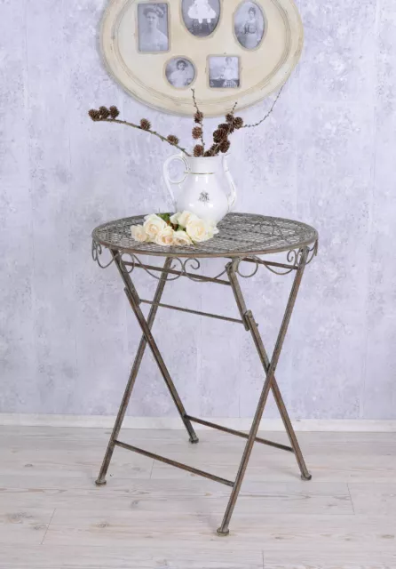 Gartentisch Landhausstil Tisch Metall Vintage Klapptisch Ornamente Beistelltisch