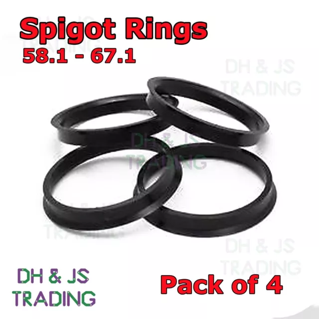 4x Spigot Rings 58.1 - 67.1 Wheel Hub Center Ring Fiat Punto Alfa Romeo Peugeot