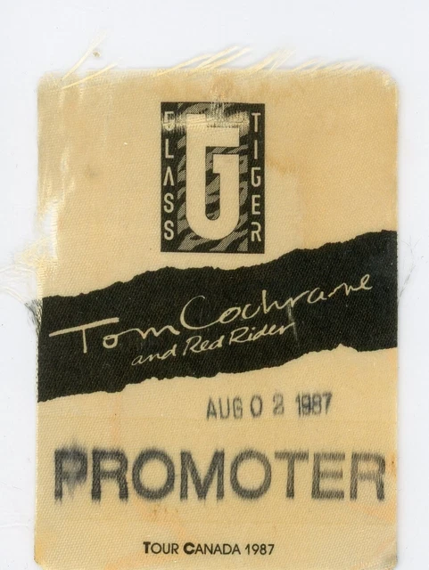 Tom Cochrane and Red Rider 1987 Vintage Promoter Pass Tom Cochrane and Red Rider 1987 Vintage Promoter Pass
