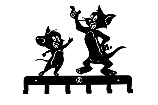 Tom and Jerry Metal Key Holder Key Rack Wall Mounted Cloth Hanger Key Hanging