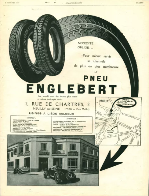 Publicité ancienne pneu Englebert 1926 issue de magazine