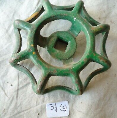 Cast iron faucet valve handle steampunk repurposed art. 3 1/2" dia Green Per Ea