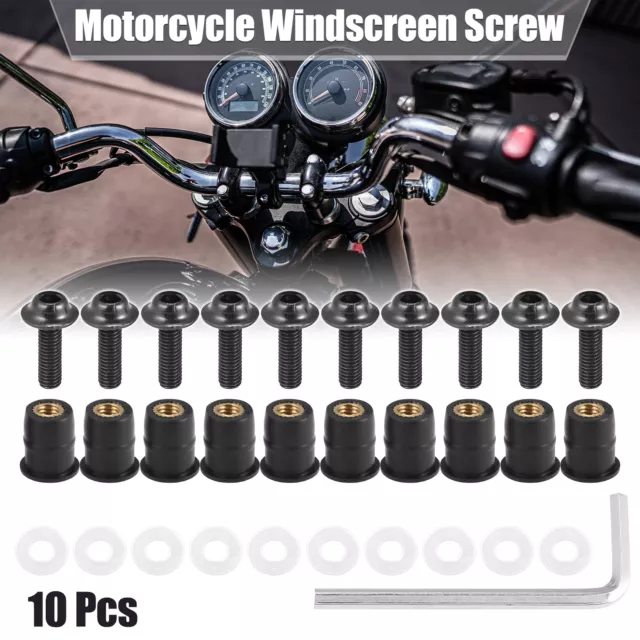 10pcs M5 5mm Motorcycle Windscreen Screws Fairing Windscreen Screw Titanium Tone