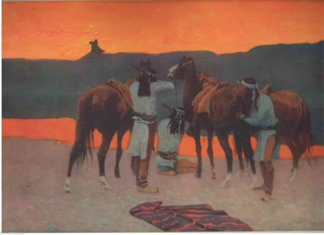 1908 Art Print  "The Shadows at the Water Hole" By Frederic Remington