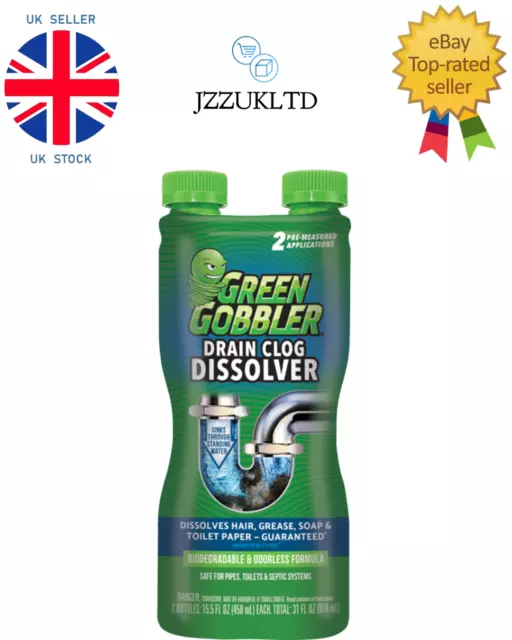 Green Gobbler DISSOLVE Liquid Hair & Grease Clog Remover / Drain Opener /Cleaner