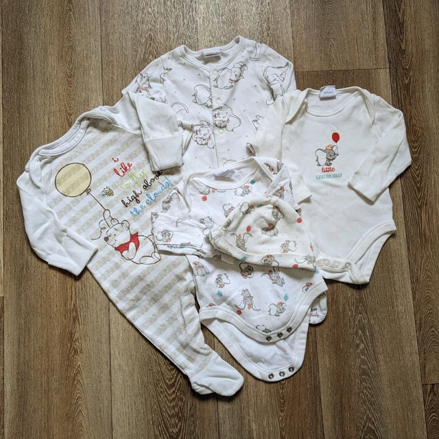 Baby Clothes Bundle 0-3 Months Sleepsuits Disney Dumbo Winnie The Pooh