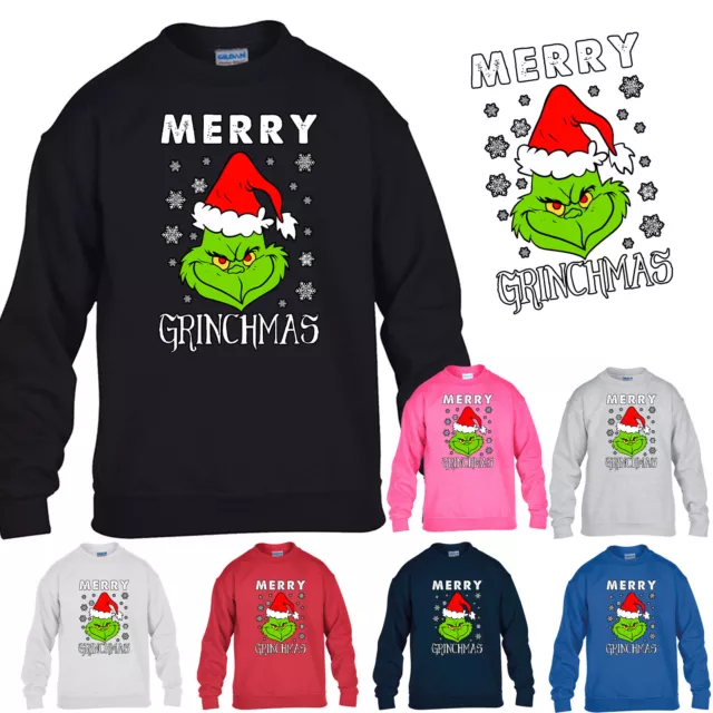 Grinch Boys Xmas Tree Merry Christmas Novelty Festive Funny Gift Girls Jumper