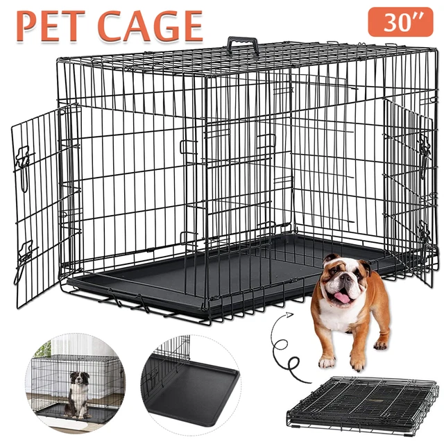 30" Dog Cage Puppy Training Crate Pet Carrier Small Medium Large Metal UK