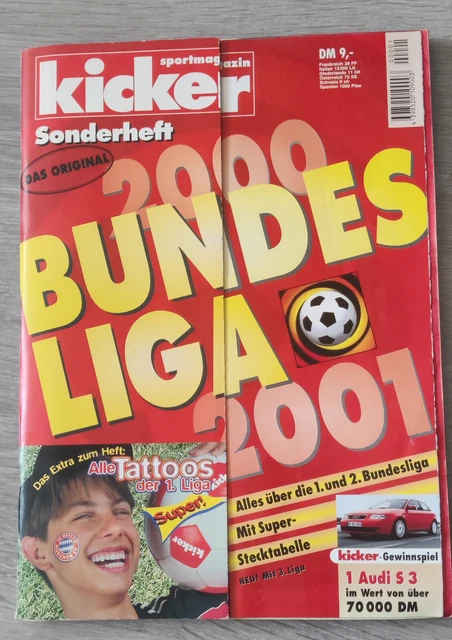 KICKER SONDERHEFT BUNDESLIGA 2000/2001, 00/01, mit Stecktabelle und