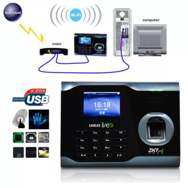 U160 LCD Biometric Fingerprint Scanner Time Clock Check In Out For School Hotel