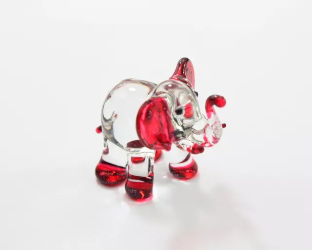 Small Glass Animal Elephant handmade Miniatures Figurines decor handmade