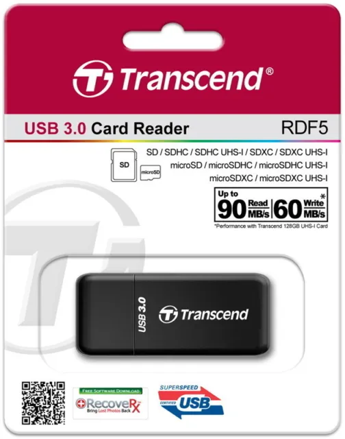 Transcend Card Reader RDF5 Micro Card SD / SDHC / SDXC UHS-I schwarz USB 3.0