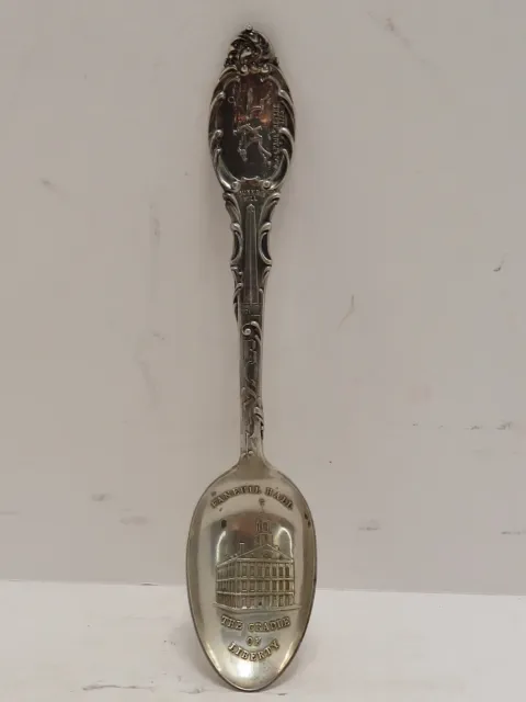 Vintage 1.115 Ozt Embossed Sterling Silver Souvenir Spoon The Cradle Of Liberty