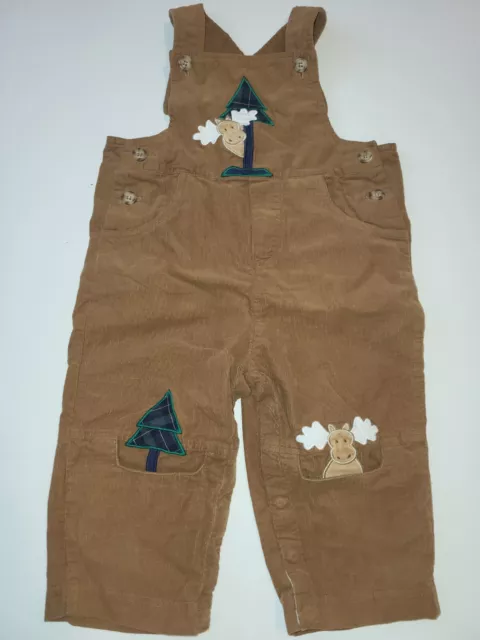 Boys Florence Eiseman Moose Embroidered Corduroy Overalls size 24 months