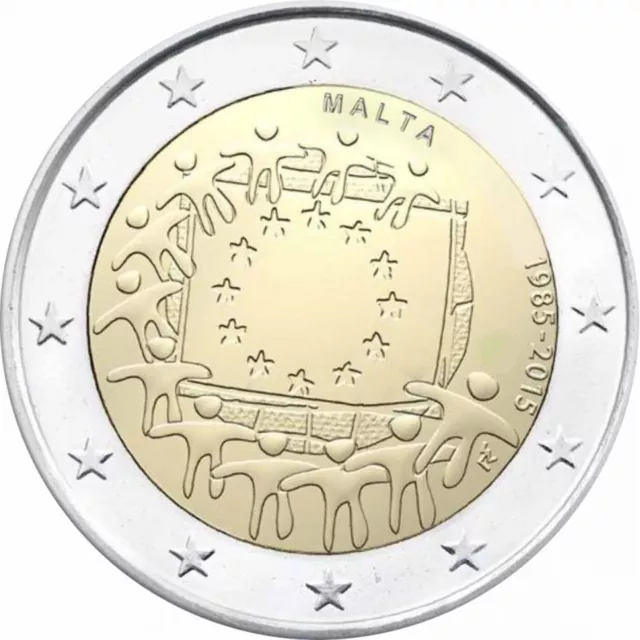 manueduc  MALTA   2015  2 Euros 30 Años  Bandera de Europa   UNC