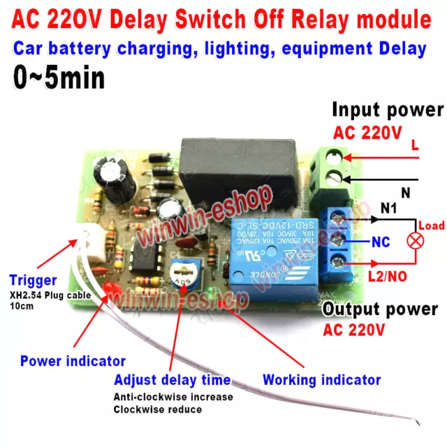 AC 220V 230V 240V Trigger Delay Switch Turn Off Board Timing Timer Relay Module