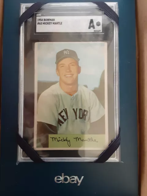 1954 Bowman Baseball card # 65 MICKEY MANTLE SGC