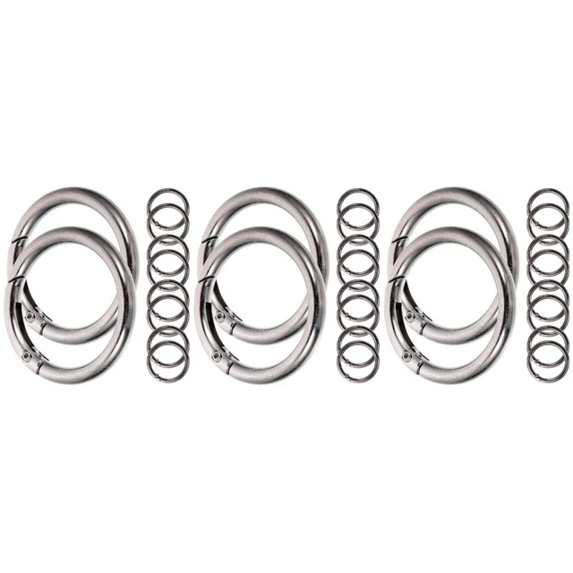30 Pcs Alloy Split Spring Buckle Round Carabiner Clip 1/2 Inch Keychain