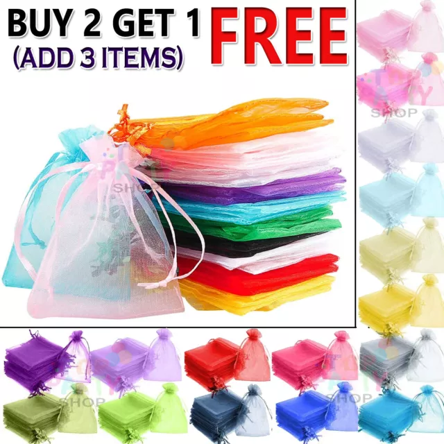 25 & 50 Organza Bags Wedding Party Favour Gift Candy Jewellery Pouch Large Small