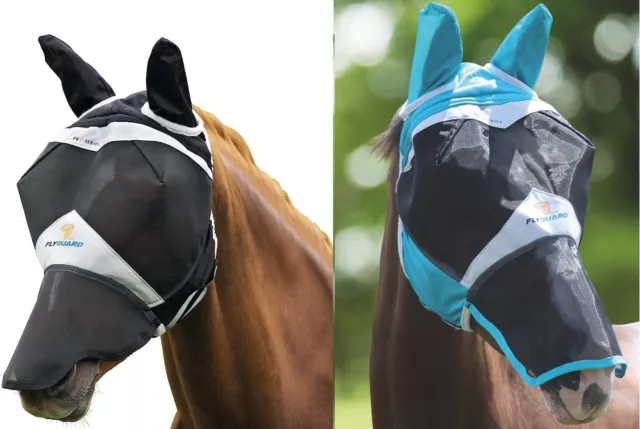 Shires Fine Mesh Horse Equine Fly Mask Nose With Ears UV Protection