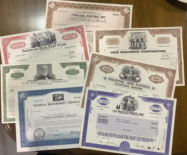 7 Stock Share Certificates of Different Companies Lot #2