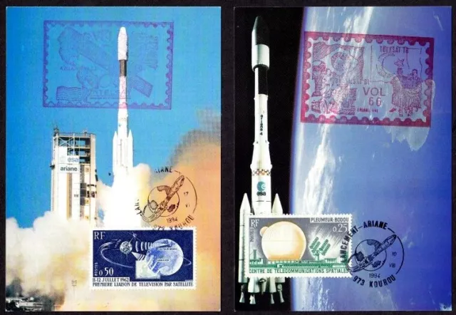 France 1963 Telstar Satellite 2v on Card Space Special Cancellation  [Hq]