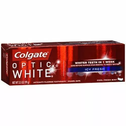 Colgate Optique Blanc Icy Cool Frais Anticavité Fluoride Dentifrice Menthe 3.2