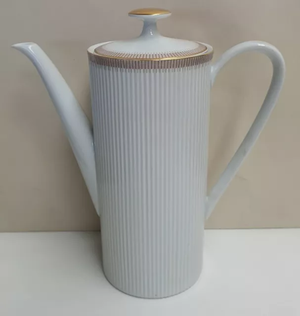 Arzberg by Hutschenreuther Larissa Porcelain Ribbed Coffee Pot 1972 Made Germany