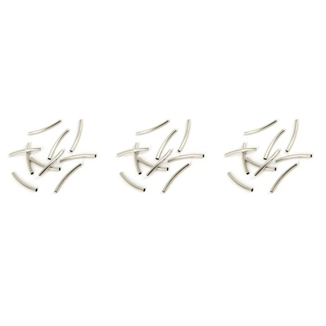 150 pezzi distanziatore tubo curva liscia rivestito argento perline 3x30 mm sciolto