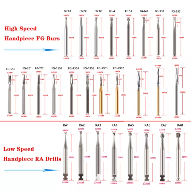 Dental Carbide Bur Tungsten Steel FG/RA Bur for High Low Handpiece