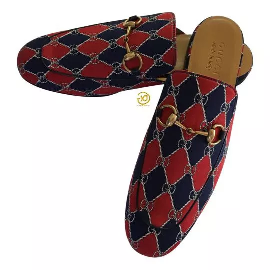 New Gucci Men's Loafers Mini GG Rhombus Chain Royal Shoes Sz 6 Multicolor