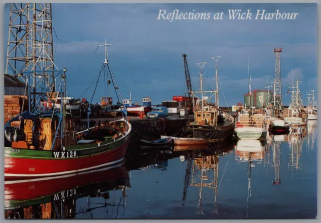 Reflections at Wick Harbour Caithness Sutherland Scotland Postcard