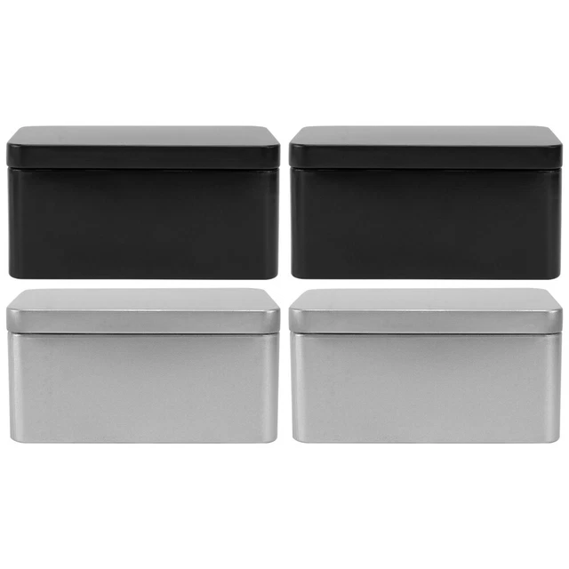 4 pz scatola portaoggetti tè contenitore piastra stagnata organizer farina di metallo