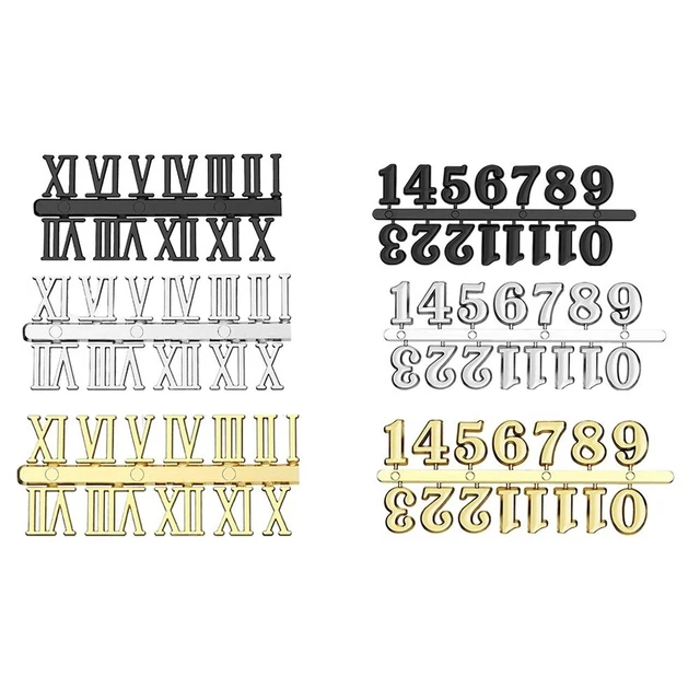 Kit Chiffres D'horloge DIY - 6 Pièces En Plastique, Chiffres Romains Et Arabes, 2 Cm - Pour Réparation Et Création D'horloge Murale