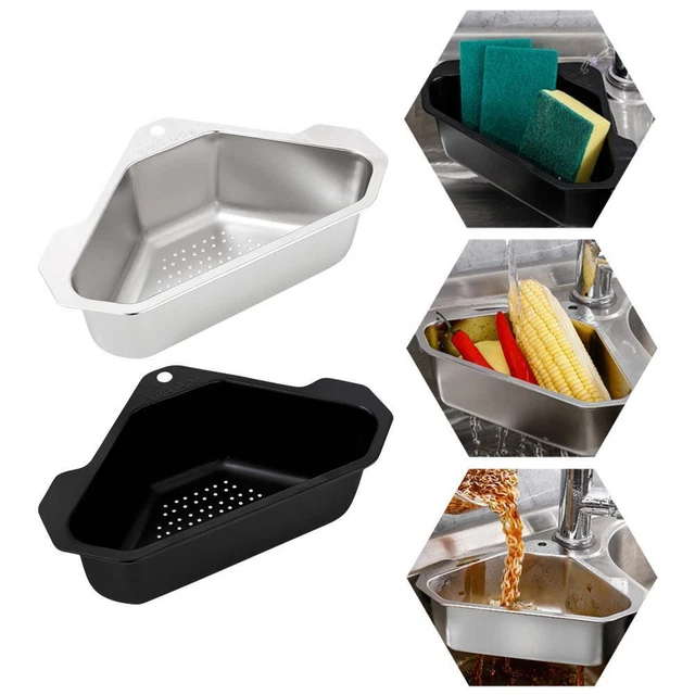 Crépine D'angle Pour évier - Panier Récupérateur De Déchets En Acier Inoxydable - Forme Triangulaire Gain De Place